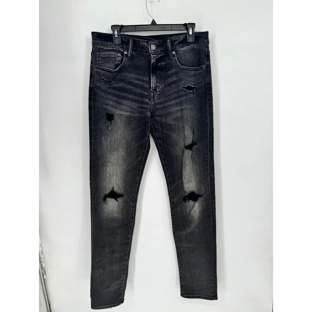American Eagle Slim Jeans Mens 32x36 Black NEW Distressed Ne(x)t Level Flex 3002